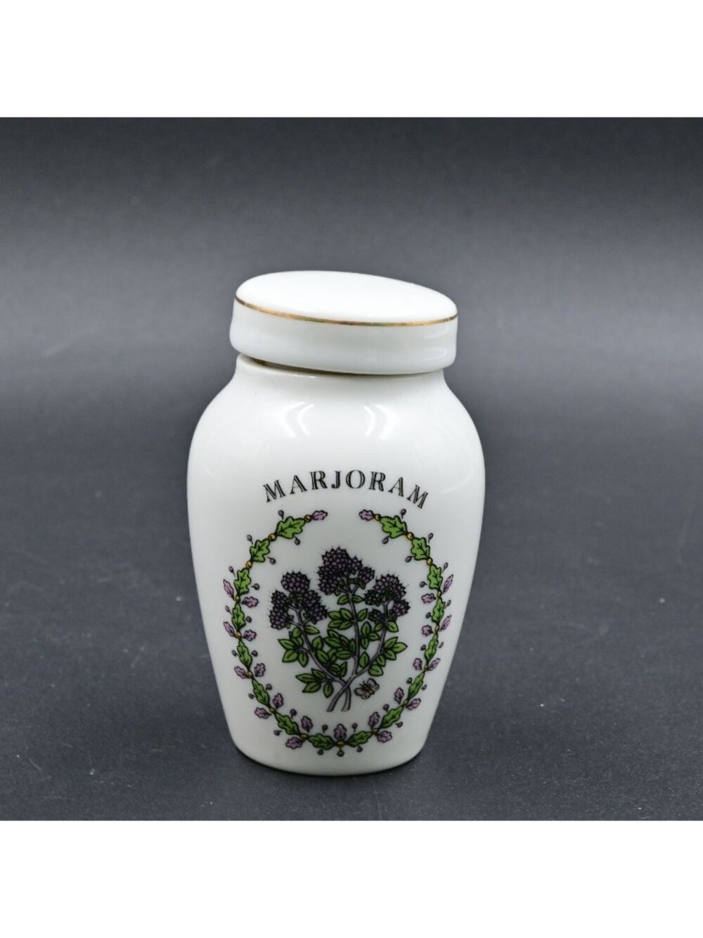 Franklin Mint Gloria Vanderbilt Marjoram Spice Jar Vintage 1985 Porcelain